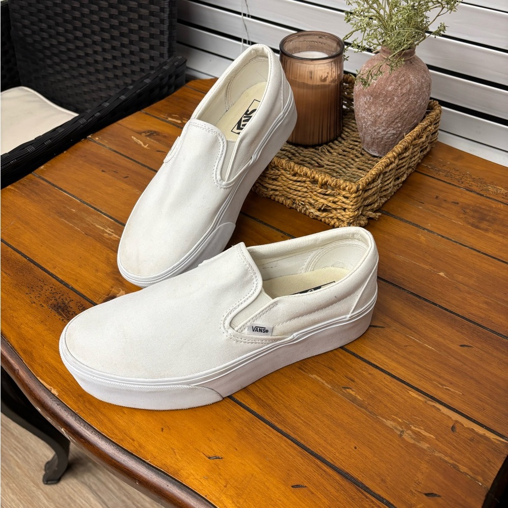 Vans Women's Classic White Slip-On Sneakers
